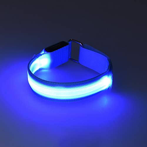 kwmobile 2X Brazalete LED Deportivo - Pulseras Luminosas para Correr de Nailon - Brazaletes Running con luz LED Recargable con Cable USB Color Azul