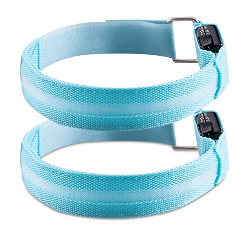 kwmobile 2X Brazalete LED Deportivo - Pulseras Luminosas para Correr de Nailon - Brazaletes Running con luz LED Recargable con Cable USB Color Azul