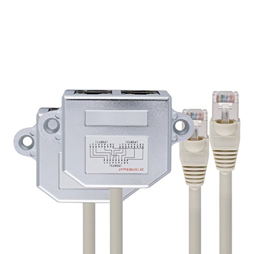 kwmobile 2X Cable de Red - Distribuidor de conexión LAN - Adaptador modulado T Cable LAN CAT5 - Adaptador RJ45 Macho a 2X Ethernet RJ 45 Hembra