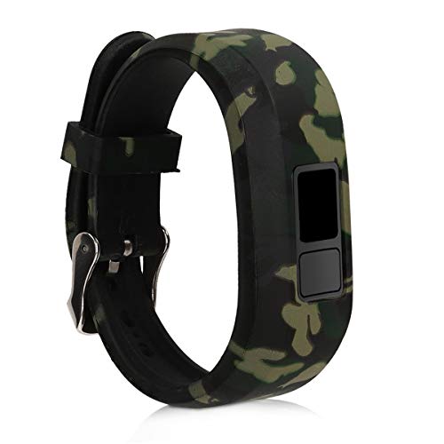 kwmobile 2X Pulsera Compatible con Garmin Vivofit jr. / jr. 2 - Brazalete de TPU Camouflage Negro/Verde Claro/Verde Oscuro sin Fitness Tracker