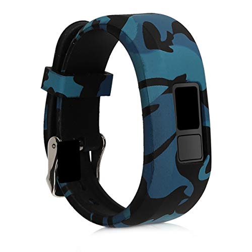 kwmobile 2X Pulsera Compatible con Garmin Vivofit jr. / jr. 2 - Brazalete de TPU Camouflage Negro/Verde Claro/Verde Oscuro sin Fitness Tracker