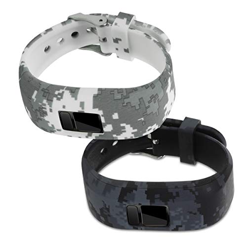 kwmobile 2X Pulseras Compatible con Garmin Vivofit jr. / jr. 2 - Pulseras de Silicona para Fitness Tracker - Motivo Camuflaje