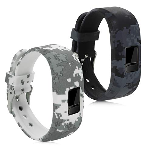 kwmobile 2X Pulseras Compatible con Garmin Vivofit jr. / jr. 2 - Pulseras de Silicona para Fitness Tracker - Motivo Camuflaje