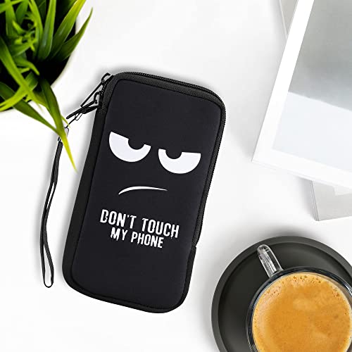 kwmobile Carcasa para móvil tamaño L - 6,5" - Funda Universal con Cremallera - Estuche de Neopreno - Don't Touch my Phone