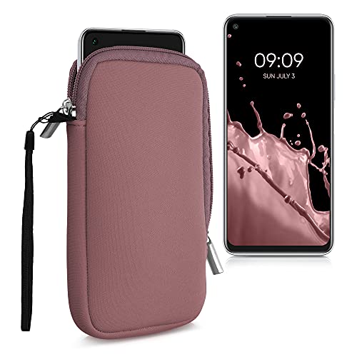 kwmobile Estuche de Neopreno Universal para Smartphone - Funda Protectora con Cremallera para XL - 6,7/6,8" Rosa Antiguo