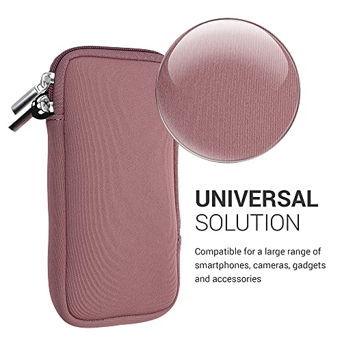 kwmobile Estuche de Neopreno Universal para Smartphone - Funda Protectora con Cremallera para XL - 6,7/6,8" Rosa Antiguo