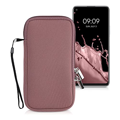 kwmobile Estuche de Neopreno Universal para Smartphone - Funda Protectora con Cremallera para XL - 6,7/6,8" Rosa Antiguo