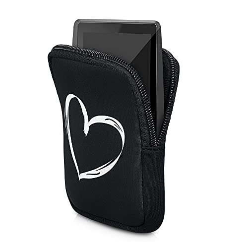 kwmobile Funda Compatible con Consola Bosch Nyon 2 - Estuche Blando de Neopreno con Cremallera Dibujo de corazón Blanco/Negro