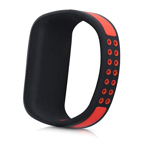 kwmobile Pulsera Compatible con Garmin Vivofit jr. / jr. 2 - Brazalete de Silicona y TPU para smartwatch - Negro/Rojo