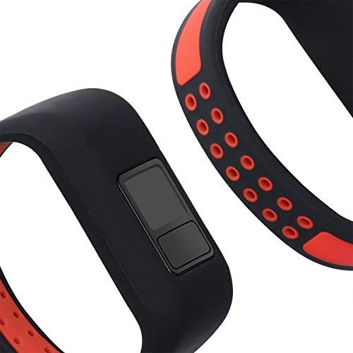 kwmobile Pulsera Compatible con Garmin Vivofit jr. / jr. 2 - Brazalete de Silicona y TPU para smartwatch - Negro/Rojo