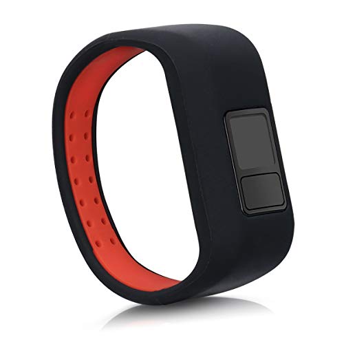 kwmobile Pulsera Compatible con Garmin Vivofit jr. / jr. 2 - Brazalete de Silicona y TPU para smartwatch - Negro/Rojo