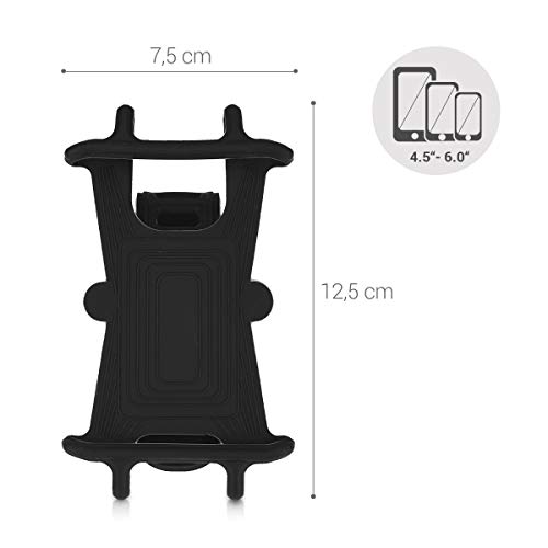 kwmobile Soporte para Bicicleta de móvil Compatible con Smartphone de Silicona - Soporte para Manillar Negro