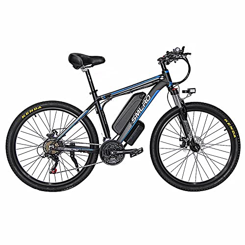 KXY Bicicleta Eléctrica para Adultos, Batería De Litio Extraíble De 48V 13AH, Motor 1000W, Velocidad Máxima De 45 Km/H, 21 Velocidades De Bicicleta De La Ciudad, Adecuada para Hombres Y Mujeres Blue