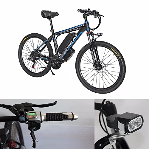 KXY Bicicleta Eléctrica para Adultos, Batería De Litio Extraíble De 48V 13AH, Motor 1000W, Velocidad Máxima De 45 Km/H, 21 Velocidades De Bicicleta De La Ciudad, Adecuada para Hombres Y Mujeres Blue