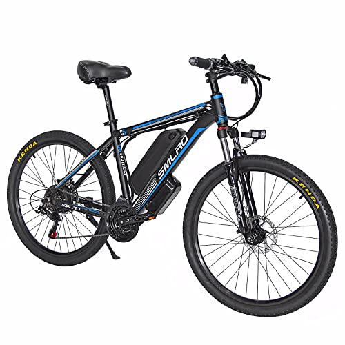 KXY Bicicleta Eléctrica para Adultos, Batería De Litio Extraíble De 48V 13AH, Motor 1000W, Velocidad Máxima De 45 Km/H, 21 Velocidades De Bicicleta De La Ciudad, Adecuada para Hombres Y Mujeres Blue