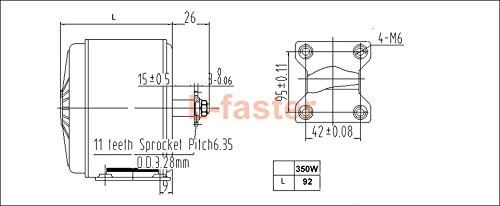 L-faster 24 V 36 V 350 W DC Eléctrico Motor de Monopatín Eléctrico DIY 350 W Motor Kit Motor eléctrico de la Bici Motor Uso 25 H Cadenas (24V350W Thumb Kit)