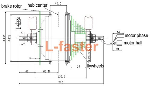 L-faster 24V 36 V 48 V 250 W Rueda Trasera Bicicleta Eléctrica Motor de Cubo Eléctrico Bicicleta Radios Hub Motor Sin Escobillas Motor de Cubo Eléctrico Puede con Volante (48V)