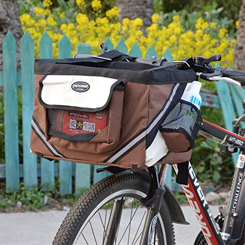 La bolsa de transporte de mascotas frente de la bicicleta de la caja caja de la cesta de la bici del asiento del perro de perrito del gato al aire libre Portador de asas de la perrera Para viajar, sal