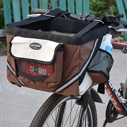 La bolsa de transporte de mascotas frente de la bicicleta de la caja caja de la cesta de la bici del asiento del perro de perrito del gato al aire libre Portador de asas de la perrera Para viajar, sal