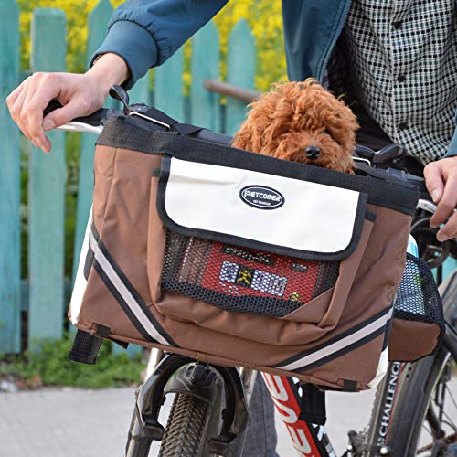 La bolsa de transporte de mascotas frente de la bicicleta de la caja caja de la cesta de la bici del asiento del perro de perrito del gato al aire libre Portador de asas de la perrera Para viajar, sal