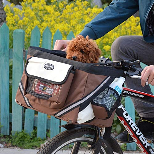 La bolsa de transporte de mascotas frente de la bicicleta de la caja caja de la cesta de la bici del asiento del perro de perrito del gato al aire libre Portador de asas de la perrera Para viajar, sal