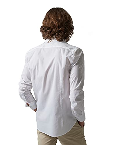 La Martina Man Shirt L/S Poplin Stretch Camisa Casual, Bianco, Medium para Hombre