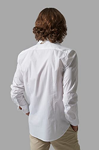 La Martina Man Shirt L/S Poplin Stretch Camisa Casual, Bianco, Medium para Hombre