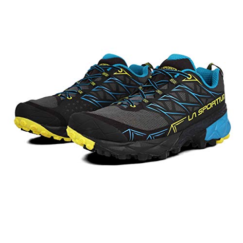 La Sportiva Akyra, Zapatillas de Trail Running Hombre, Multicolor (Carbon/Tropic Blue 000), 43 EU