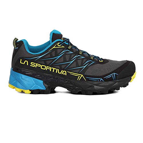 La Sportiva Akyra, Zapatillas de Trail Running Hombre, Multicolor (Carbon/Tropic Blue 000), 44.5 EU