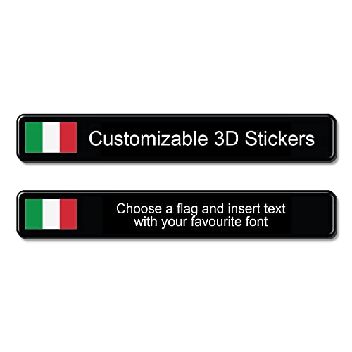 Labelbike Par de Pegatinas 2x13,5 cm Personalizado Resina Efecto 3D Bandera + Nombre - 2 Etiquetas Impermeables para Tanque Cuadro de Bicicleta Casco de Bicicleta Moto Tuning Coche Estilo Rally