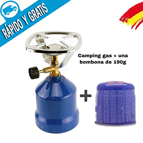 Lacosvi - Hornillo camping Gas Portátil Color Azul Con 1 Bombona de Gas 190g Perforable