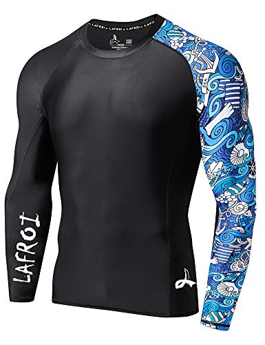 Lafroi - Camiseta térmica de licra, de compresión, para hombre, de manga larga, con protección UPF 50+, ajustada, modelo CLYYB