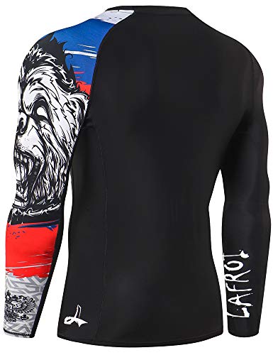 LAFROI - Camiseta térmica de Licra, de compresión, para Hombre, de Manga Larga, con protección UPF 50+, Ajustada, Modelo CLYYB, Hombre, Huelga asimétrica de Honor, L
