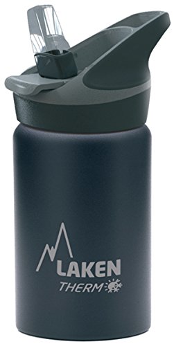 Laken Jannu Botella de Agua Térmica con Aislamiento de Vacío con Doble Pared de Acero Inoxidable 18/8. Hasta 24 Horas de Frío, Negro, 500 ml