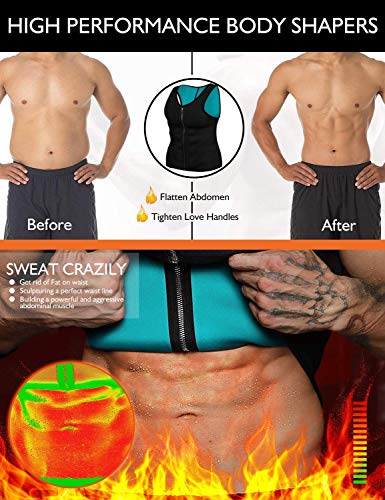 LaLaAreal Fajas Reductoras Adelgazantes Hombre Camiseta Neopreno Fitness Compresion de Sauna Deportivo Correr Cremallera