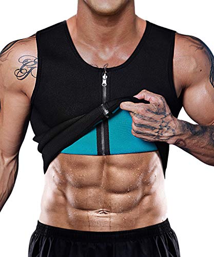 LaLaAreal Fajas Reductoras Adelgazantes Hombre Camiseta Neopreno Fitness Compresion de Sauna Deportivo Correr Cremallera