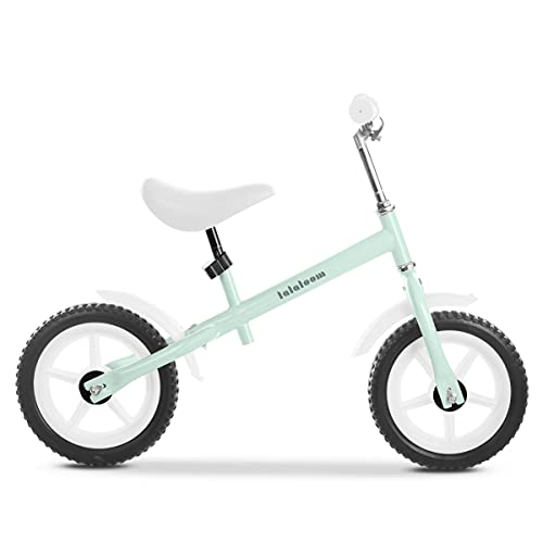 Lalaloom MINT BIKE - Bicicleta sin pedales de aluminio para niños de 2 años (andador para bebe, correpasillos para equilibrio, manillar y sillín regulables con ruedas de goma EVA), color Verde