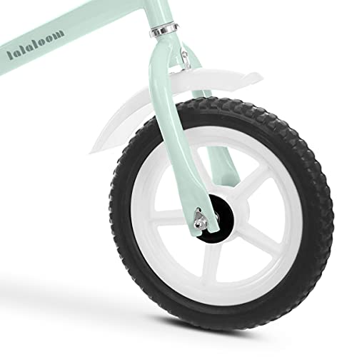 Lalaloom MINT BIKE - Bicicleta sin pedales de aluminio para niños de 2 años (andador para bebe, correpasillos para equilibrio, manillar y sillín regulables con ruedas de goma EVA), color Verde