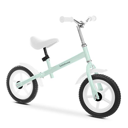 Lalaloom MINT BIKE - Bicicleta sin pedales de aluminio para niños de 2 años (andador para bebe, correpasillos para equilibrio, manillar y sillín regulables con ruedas de goma EVA), color Verde