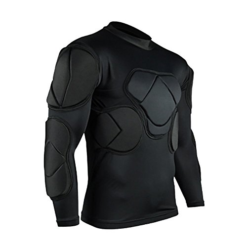 Lalander Camiseta protectora de manga larga con protección acolchada para fútbol, baloncesto, paintball, deportes de lucha, rugby