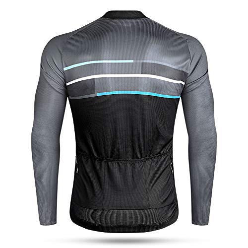 LAMEDA Camiseta Maillot Ciclismo Térmica Ligera Cómoda Transpirable Hombre con Manga Larga, Jersey Bicicleta MTB Ciclista para Entretiempo Y Invierno(L)