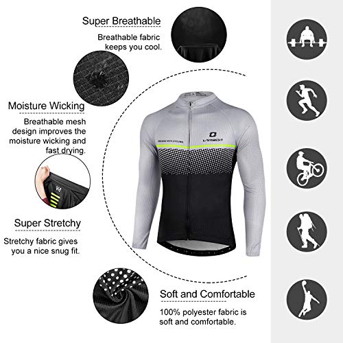 LAMEDA Maillot Ciclismo Hombre Jersey Bicicleta MTB Camiseta Ciclismo Térmica con Mangas Largas Ciclista para Entretiempo(3XL)