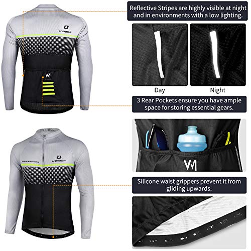 LAMEDA Maillot Ciclismo Hombre Jersey Bicicleta MTB Camiseta Ciclismo Térmica con Mangas Largas Ciclista para Entretiempo(XL)
