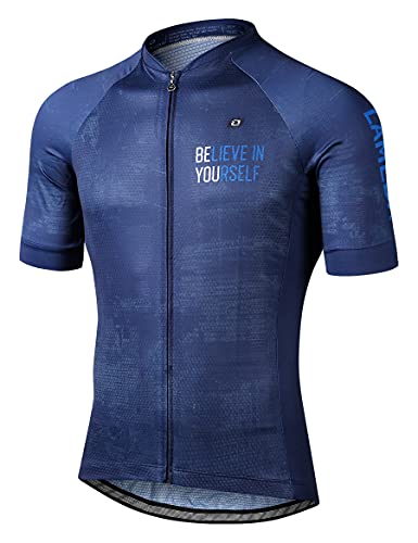 LAMEDA Maillot Ciclismo Hombre Verano Ropa Ciclista Hombre Poliéster 100% Transpirable （Azul-XL