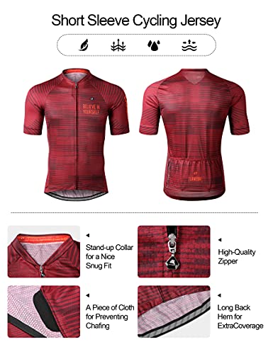 LAMEDA Maillot Ciclismo Hombre Verano Ropa Ciclista Hombre Poliéster 100% Transpirable Ropa Camiseta Ciclismo Elástico y De Secado Rápido(Rojo,XL)