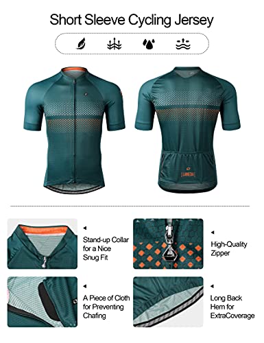 LAMEDA Maillot Ciclismo Hombre Verano Ropa Ciclista Hombre Poliéster 100% Transpirable （RY Verde-L