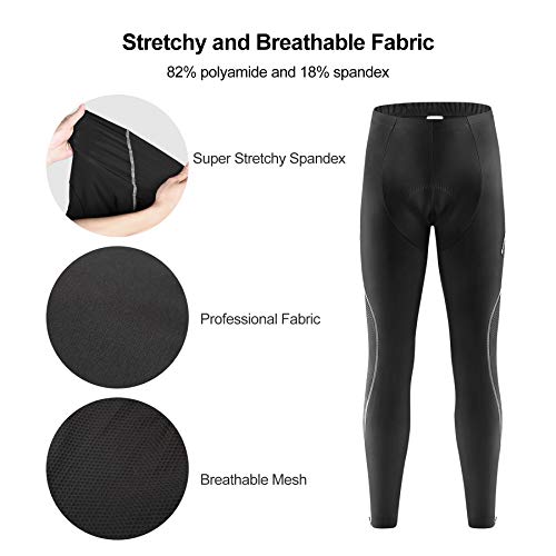 LAMEDA Pantalon Ciclismo Largo Hombre con Badana De Esponja Mallas Leggings Pantalón De Compresión Secado Rápido Transpirable Elástico para Bicicleta Ciclista(XL)