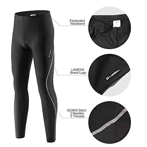 LAMEDA Pantalon Ciclismo Largo Hombre con Badana De Esponja Mallas Leggings Pantalón De Compresión Secado Rápido Transpirable Elástico para Bicicleta Ciclista(XL)