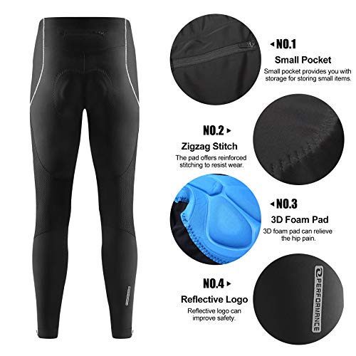 LAMEDA Pantalon Ciclismo Largo Hombre con Badana De Esponja Mallas Leggings Pantalón De Compresión Secado Rápido Transpirable Elástico para Bicicleta Ciclista(XL)