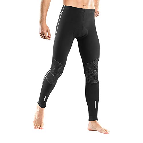 LAMEDA Pantalon Ciclismo Largo Hombre Invierno con Badana De Gel Leggings Mallas Ciclismo Hombre, Pantalón de Compresión Secado Rápido Forro Polar Pantalones Deporte para Bicicleta(XL)